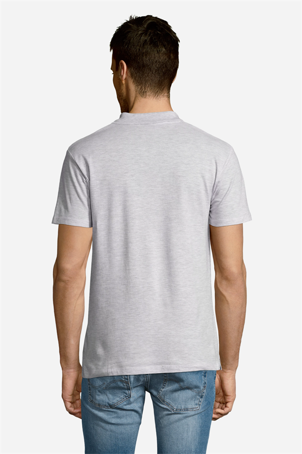 Açık Kırçıllı Gri Pamuklu Ve Kısa Kollu Kadın/Erkek Unisex Polo Yaka Tişört