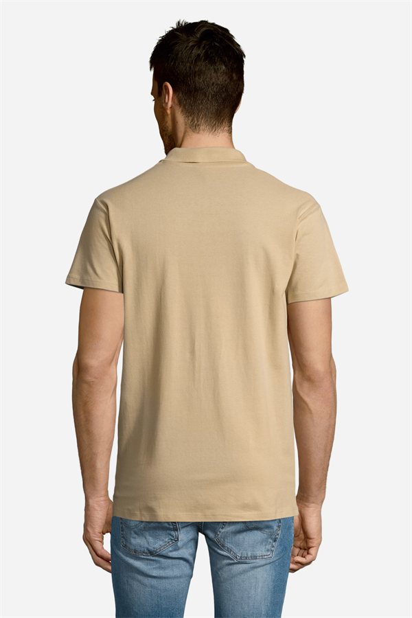 Bej Pamuklu Ve Kısa Kollu Kadın/Erkek Unisex Polo Yaka Tişört
