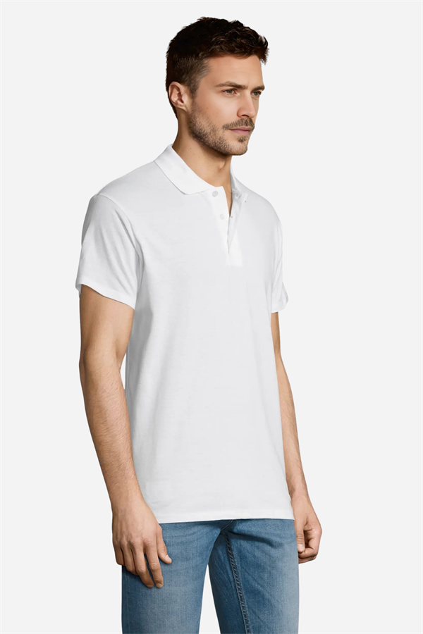 Beyaz Pamuklu Ve Kısa Kollu Kadın/Erkek Unisex Polo Yaka Tişört