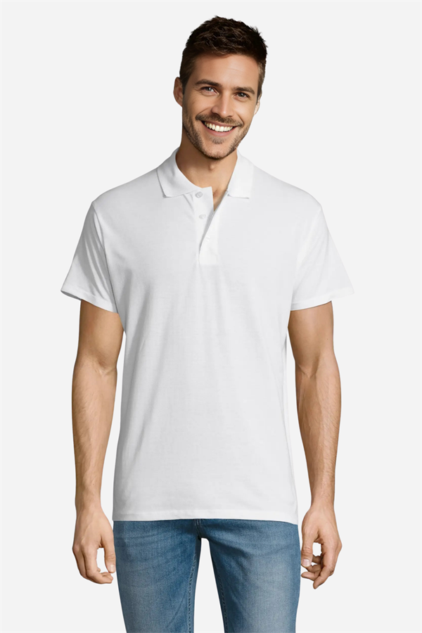 Beyaz Pamuklu Ve Kısa Kollu Kadın/Erkek Unisex Polo Yaka Tişört