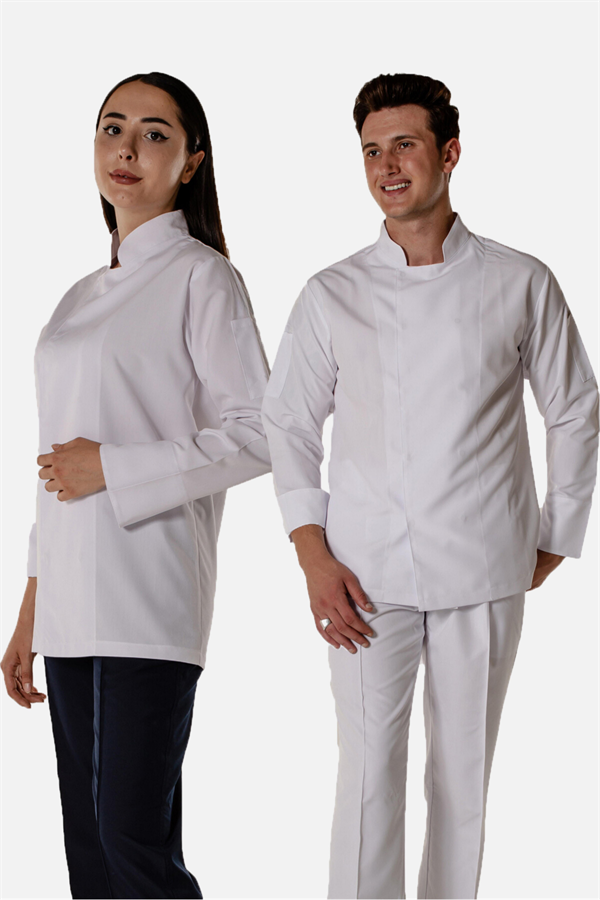 Mert Giyim İş ElbiseleriBeyaz Unisex Aşçı ve Mutfak Şef Ceketi Gizli ÇıtçıtlıAşçı CeketiBeyaz Unisex Aşçı ve Mutfak Şef Ceketi Gizli Çıtçıtlı | Mert Giyim İş Elbiseleri