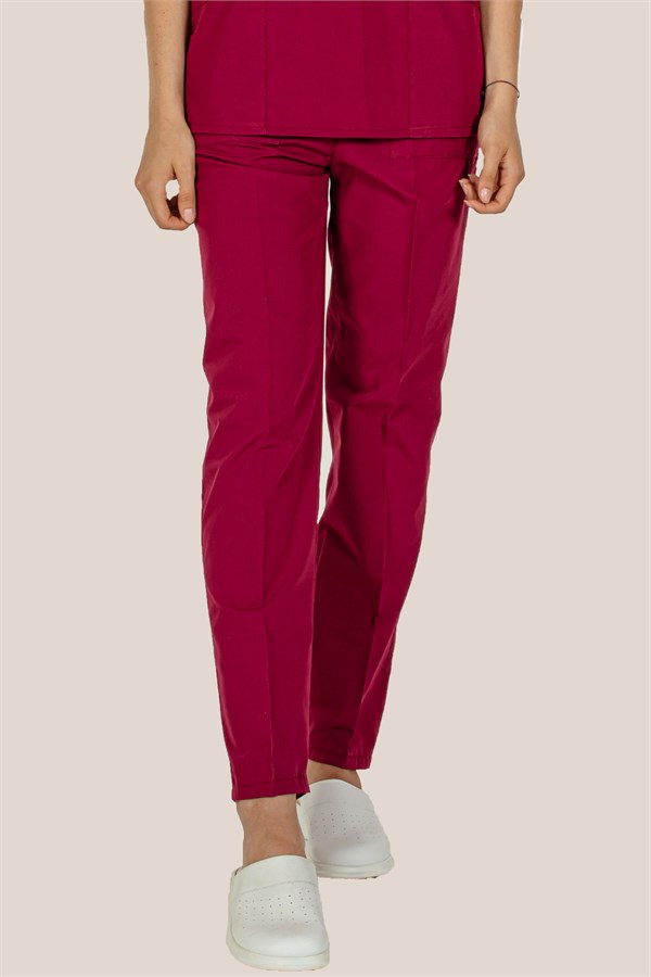 Bordo Medikal Doktor Hemşire Scrubs Pantolon