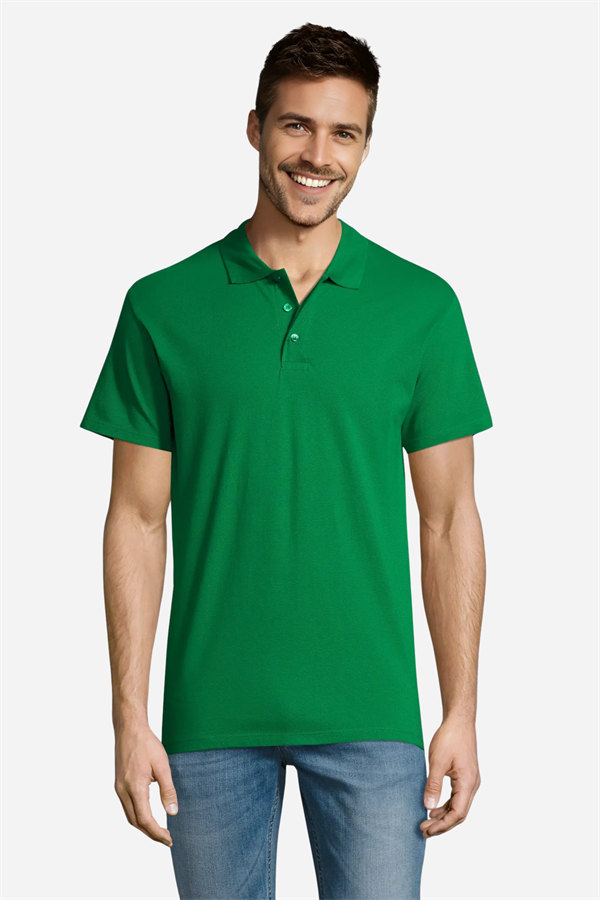 Fıstık Yeşili Pamuklu Ve Kısa Kollu Kadın/Erkek Unisex Polo Yaka Tişört