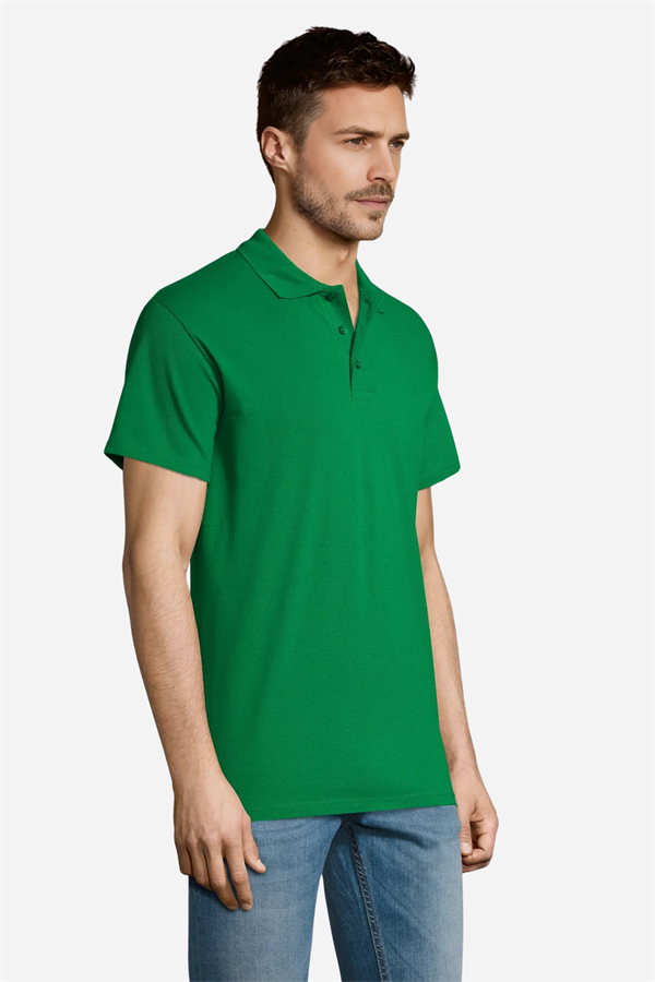 Fıstık Yeşili Pamuklu Ve Kısa Kollu Kadın/Erkek Unisex Polo Yaka Tişört