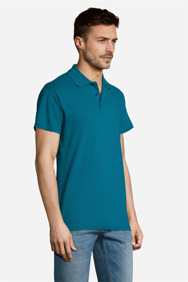 Petrol Mavisi Pamuklu Ve Kısa Kollu Kadın/Erkek Unisex Polo Yaka Tişört