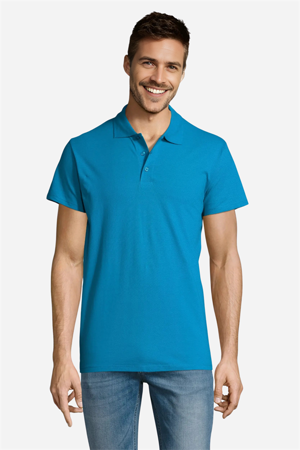 Gök Mavisi Pamuklu Ve Kısa Kollu Kadın/Erkek Unisex Polo Yaka Tişört