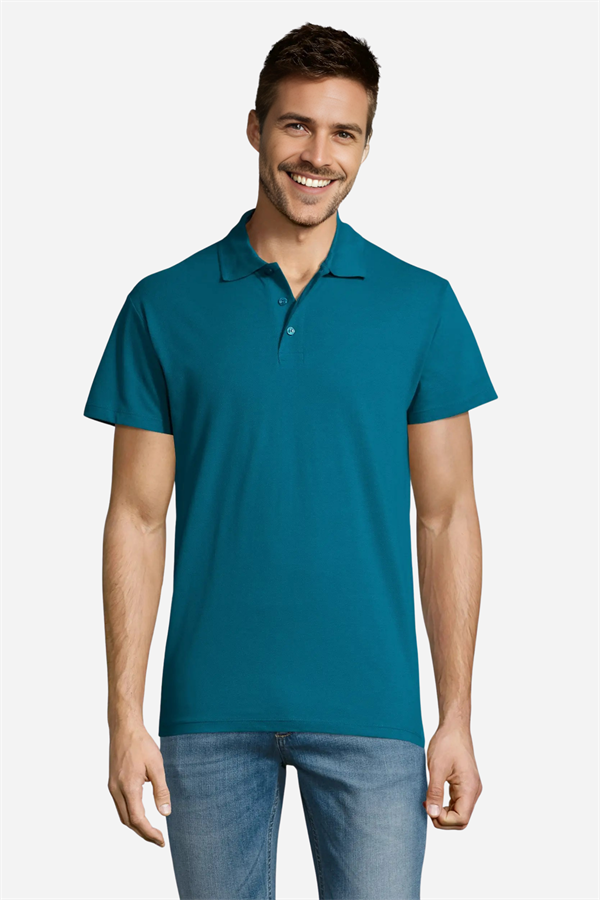 Petrol Mavisi Pamuklu Ve Kısa Kollu Kadın/Erkek Unisex Polo Yaka Tişört