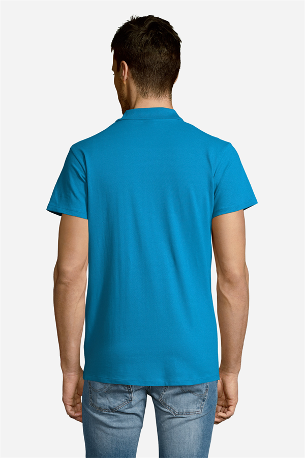 Gök Mavisi Pamuklu Ve Kısa Kollu Kadın/Erkek Unisex Polo Yaka Tişört