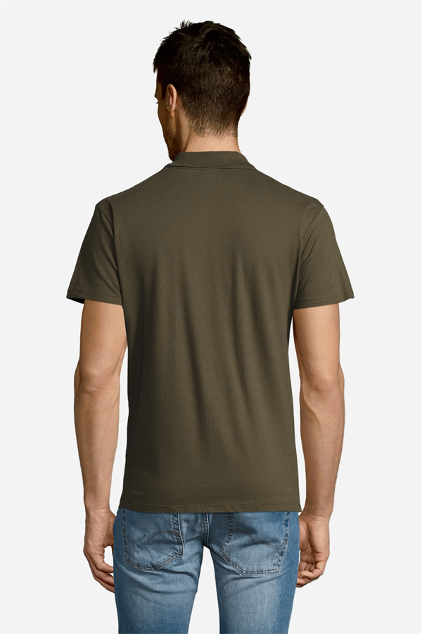 Haki Pamuklu Ve Kısa Kollu Kadın/Erkek Unisex Polo Yaka Tişört