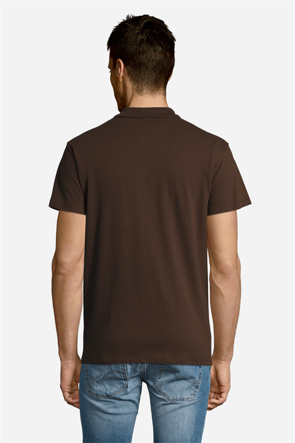 Kahverengi Pamuklu Ve Kısa Kollu Kadın/Erkek Unisex Polo Yaka Tişört