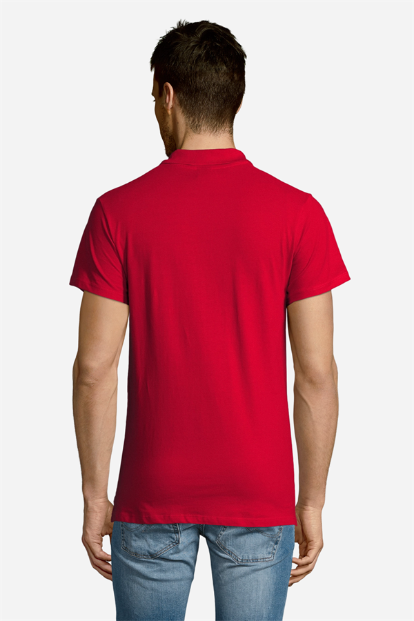 Kırmızı Pamuklu Ve Kısa Kollu Kadın/Erkek Unisex Polo Yaka Tişört