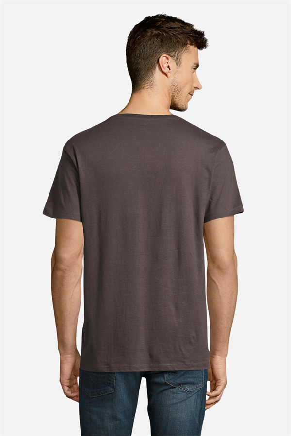 Koyu Kahve Pamuklu Ve Kısa Kollu Kadın/Erkek Unisex V Yaka Tişört