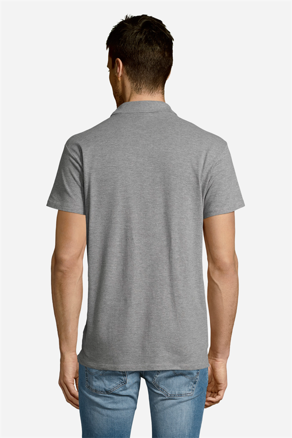 Koyu Kırçıllı Gri Pamuklu Ve Kısa Kollu Kadın/Erkek Unisex Polo Yaka Tişört