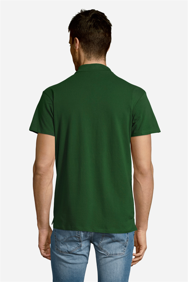 Koyu Yeşil Pamuklu Ve Kısa Kollu Kadın/Erkek Unisex Polo Yaka Tişört