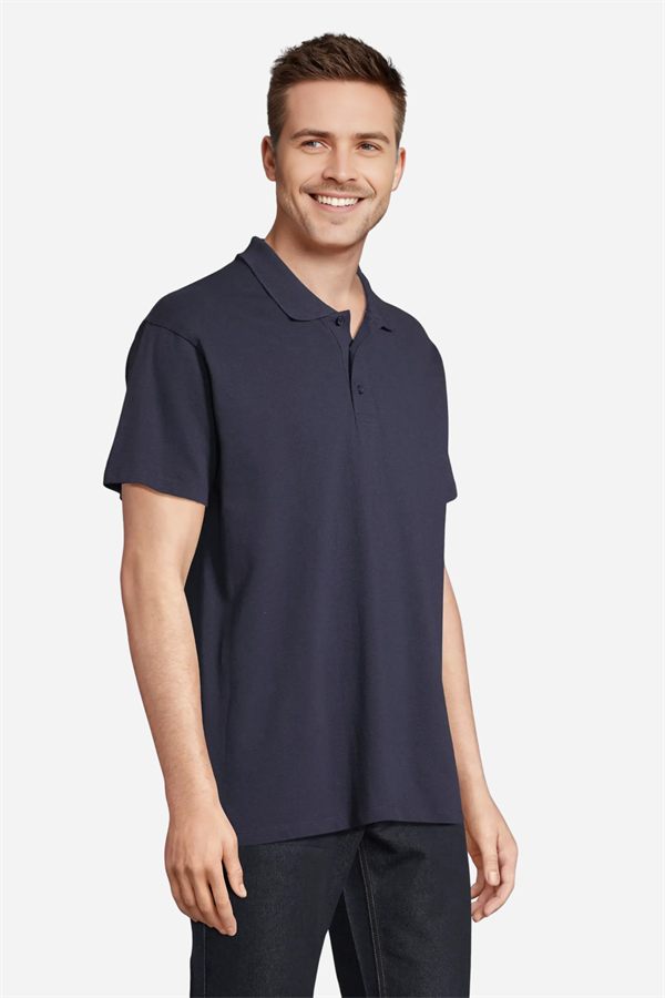 Lacivert Pamuklu Ve Kısa Kollu Kadın/Erkek Unisex Polo Yaka Tişört