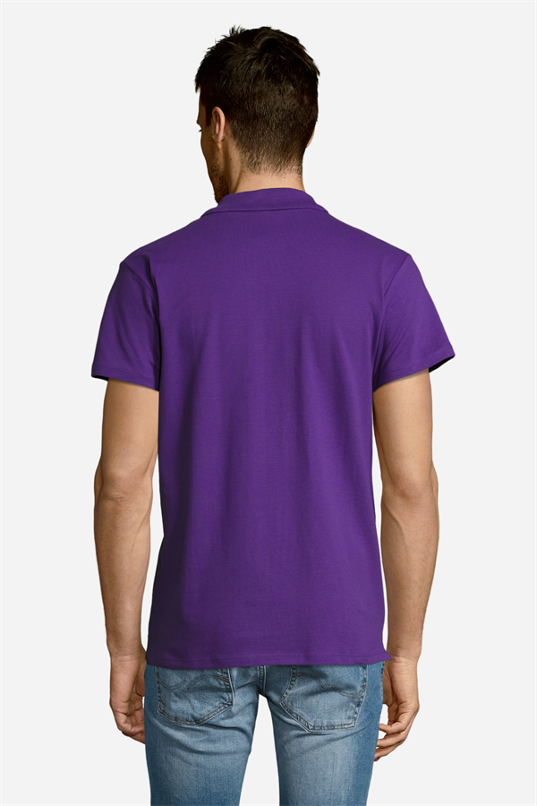 Mor Pamuklu Ve Kısa Kollu Kadın/Erkek Unisex Polo Yaka Tişört