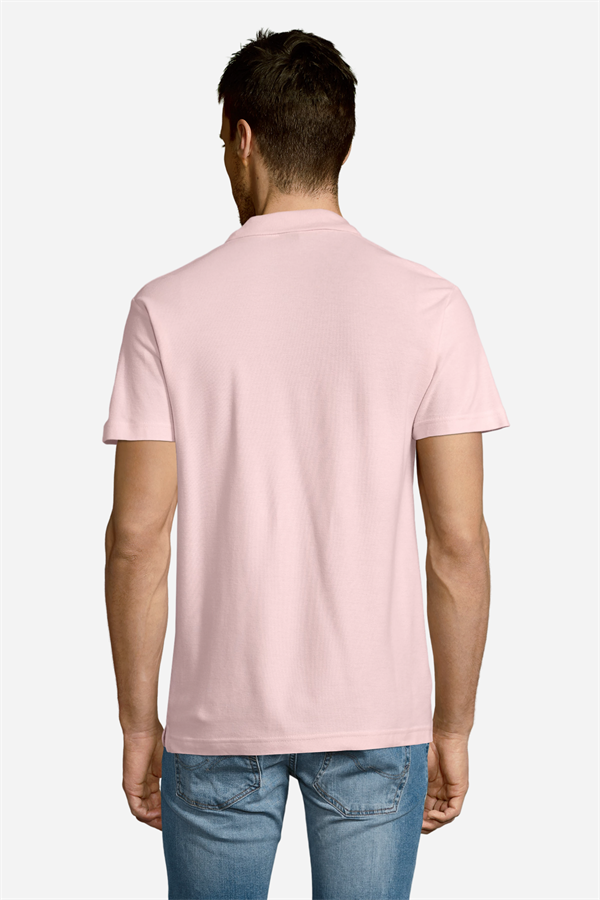 Pembe Pamuklu Ve Kısa Kollu Kadın/Erkek Unisex Polo Yaka Tişört