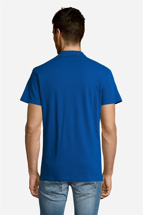 Saks Mavi Pamuklu Ve Kısa Kollu Kadın/Erkek Unisex Polo Yaka Tişört
