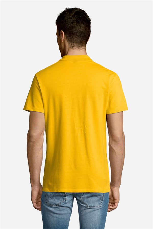 Sarı Pamuklu Ve Kısa Kollu Kadın/Erkek Unisex Polo Yaka Tişört