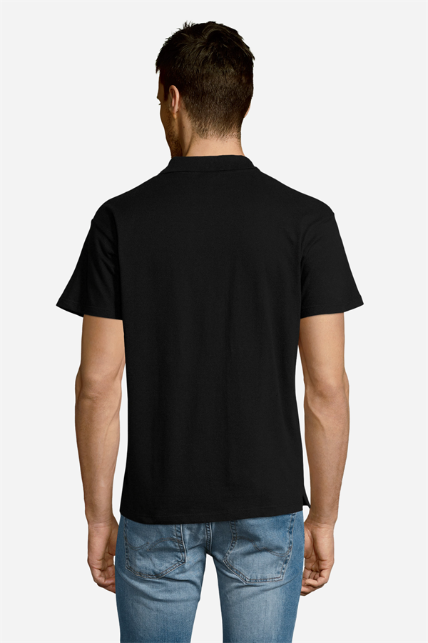 Siyah Pamuklu Ve Kısa Kollu Kadın/Erkek Unisex Polo Yaka Tişört