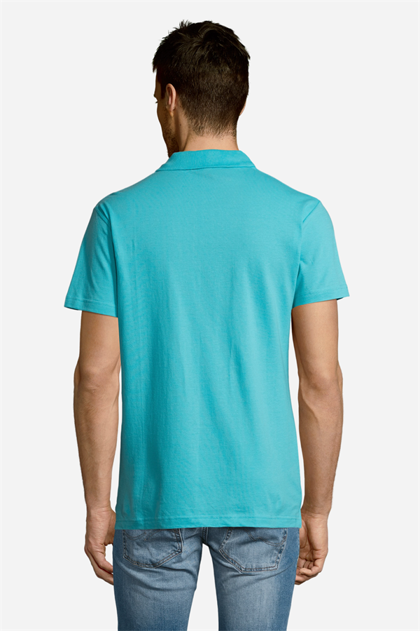 Turkuaz Pamuklu Ve Kısa Kollu Kadın/Erkek Unisex Polo Yaka Tişört