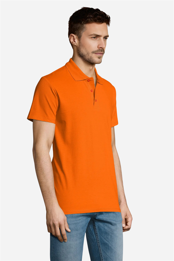 Turuncu Pamuklu Ve Kısa Kollu Kadın/Erkek Unisex Polo Yaka Tişört