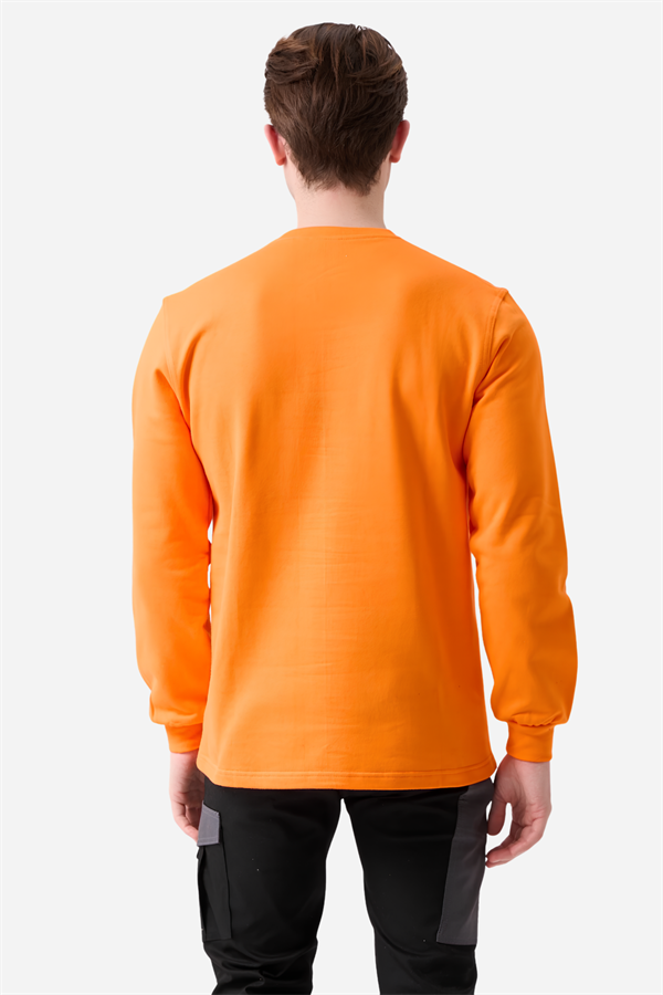 Turuncu Pamuklu Ve Uzun Kollu Kışlık Kadın/Erkek Unisex O/Bisiklet Yaka Sweatshirt