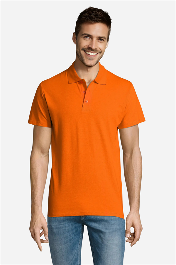 Turuncu Pamuklu Ve Kısa Kollu Kadın/Erkek Unisex Polo Yaka Tişört
