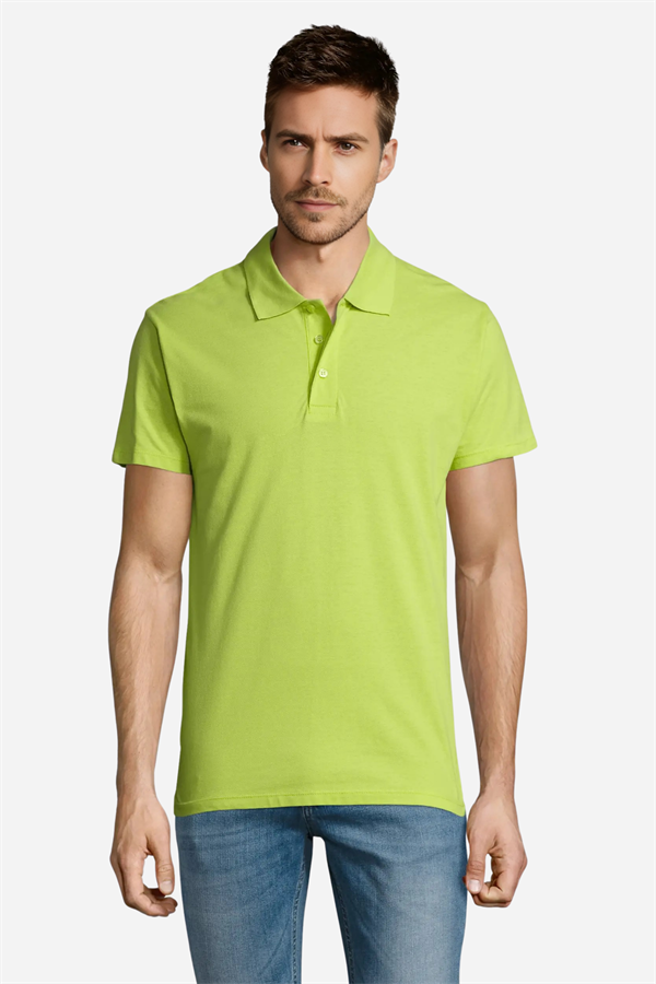 Yeşil Pamuklu Ve Kısa Kollu Kadın/Erkek Unisex Polo Yaka Tişört