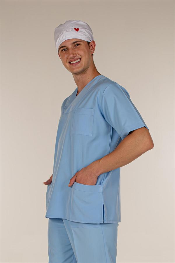 Açık Mavi Doktor Hemşire Üst Erkek Cerrahi Forma