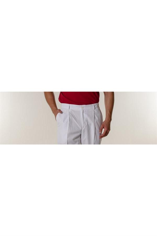 Beyaz Aşçı ve Mutfak Ütü Dikişli Erkek Şef Pantolon