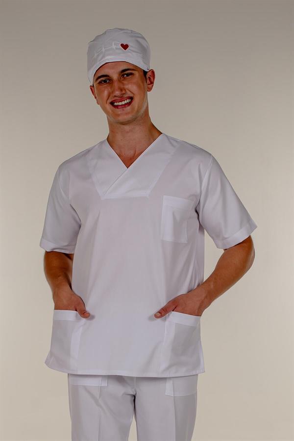 Beyaz Doktor Hemşire Tek Üst Erkek Cerrahi Forma