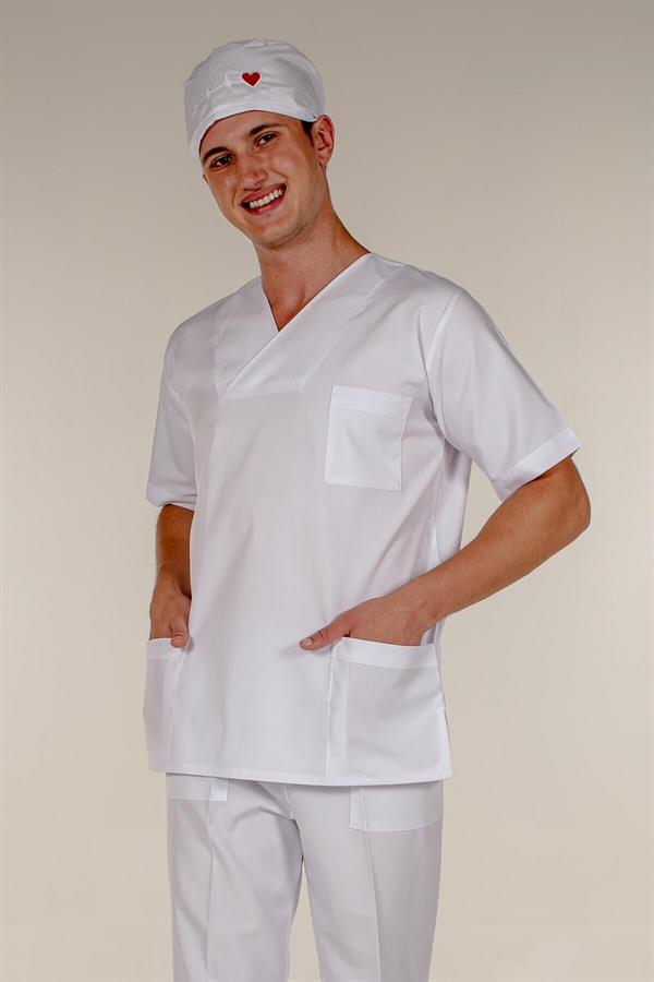Beyaz Doktor Hemşire Tek Üst Erkek Cerrahi Forma