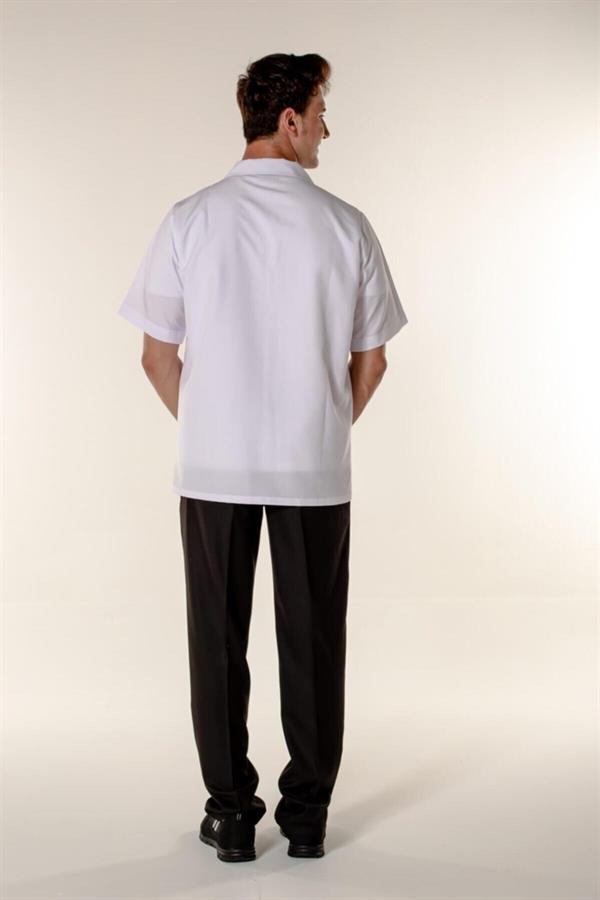 Beyaz Erkek İş Ceketi Açık Yaka Kısa Kollu