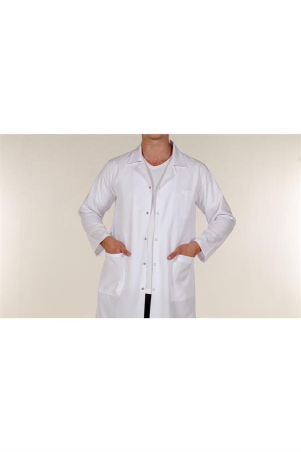 Beyaz Medikal Doktor Öğretmen Eczacı Hemşire Açık Yaka Erkek İş Önlük