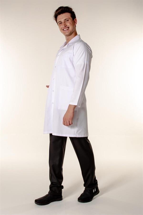 Beyaz Medikal Doktor Öğretmen Eczacı Hemşire Açık Yaka Erkek İş Önlük