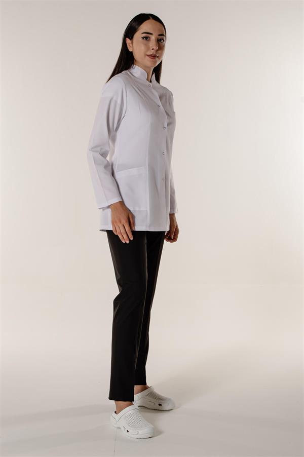 Beyaz Medikal Doktor Öğretmen Eczacı Hemşire Hakim Yaka Kadın İş Ceketi