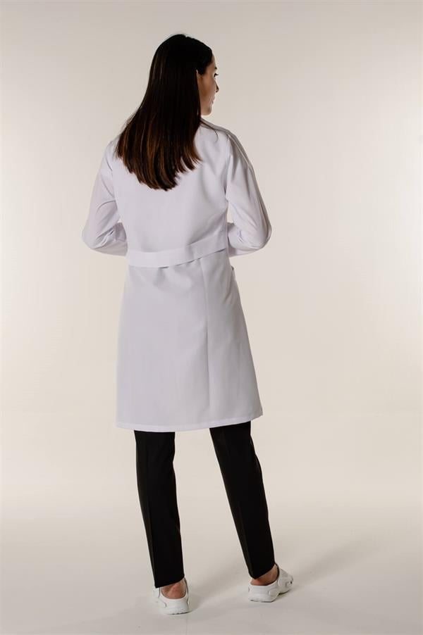 Beyaz Medikal Doktor Öğretmen Eczacı Hemşire Açık Yaka Kadın İş Önlük
