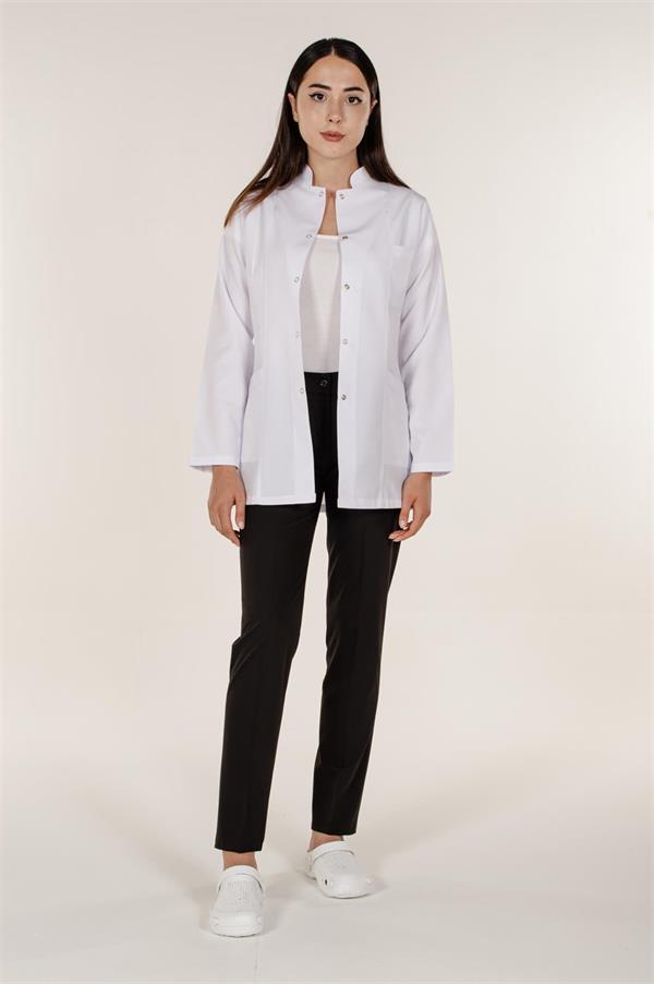 Beyaz Medikal Doktor Öğretmen Eczacı Hemşire Hakim Yaka Kadın İş Ceketi