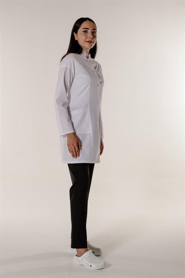Beyaz Medikal Doktor Öğretmen Eczacı Hemşire Hakim Yaka Kadın İş Önlük