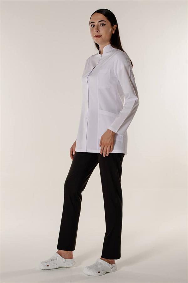 Beyaz Medikal Doktor Öğretmen Eczacı Hemşire Hakim Yaka Kadın İş Ceketi