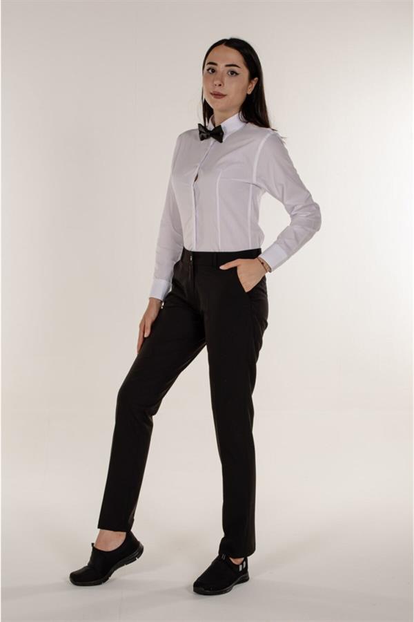 Beyaz Slim Fit Uzun Kollu Kadın Gömlek