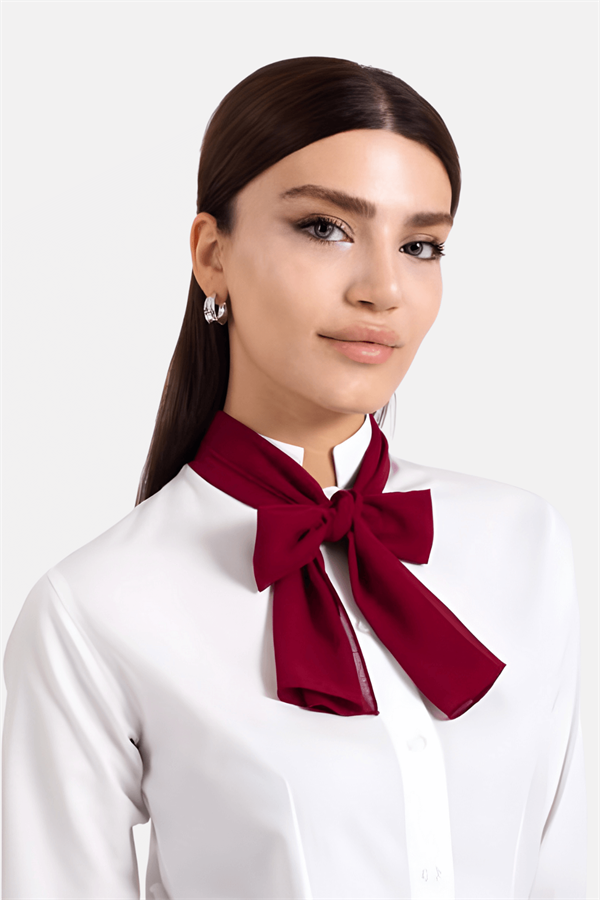 Bordo Garson Kafe Restoran Ve Otel Fular Şifon