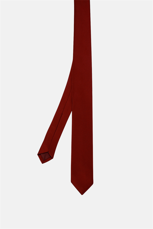 Bordo Saten Klasik Kravat
