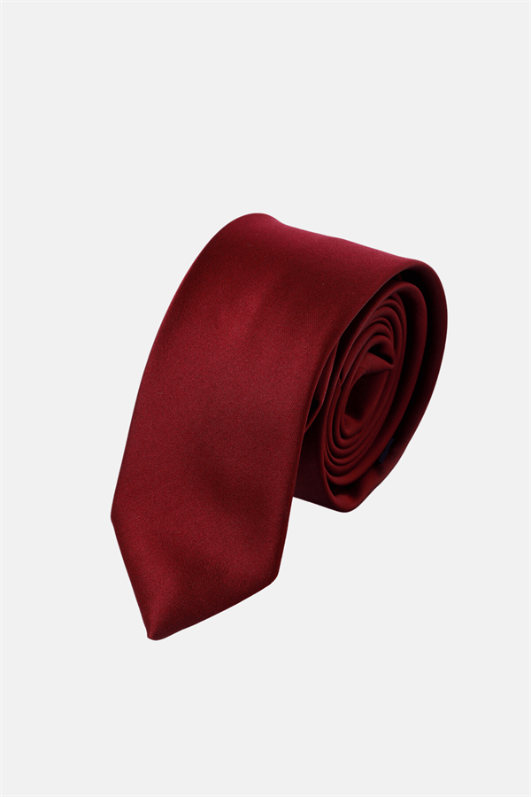 Bordo Saten Klasik Kravat