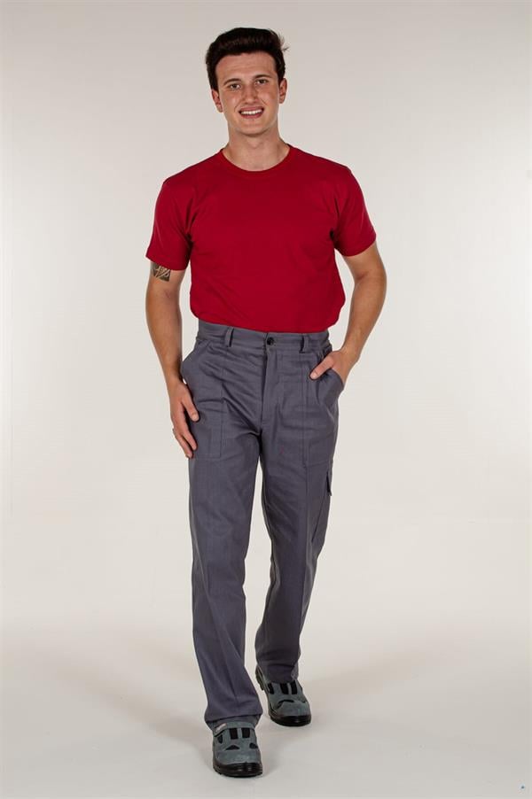 Gri Kargo Cepli Ve Pamuklu Erkek İş Pantolonu