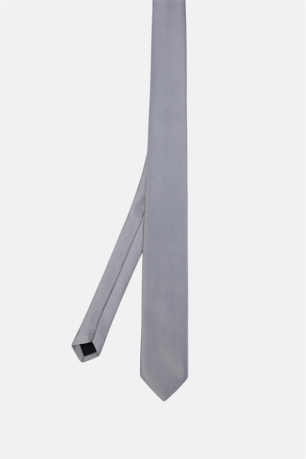 Gri Saten Klasik Kravat