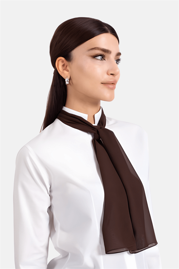 Kahverengi Garson Kafe Restoran Ve Otel Fular Şifon