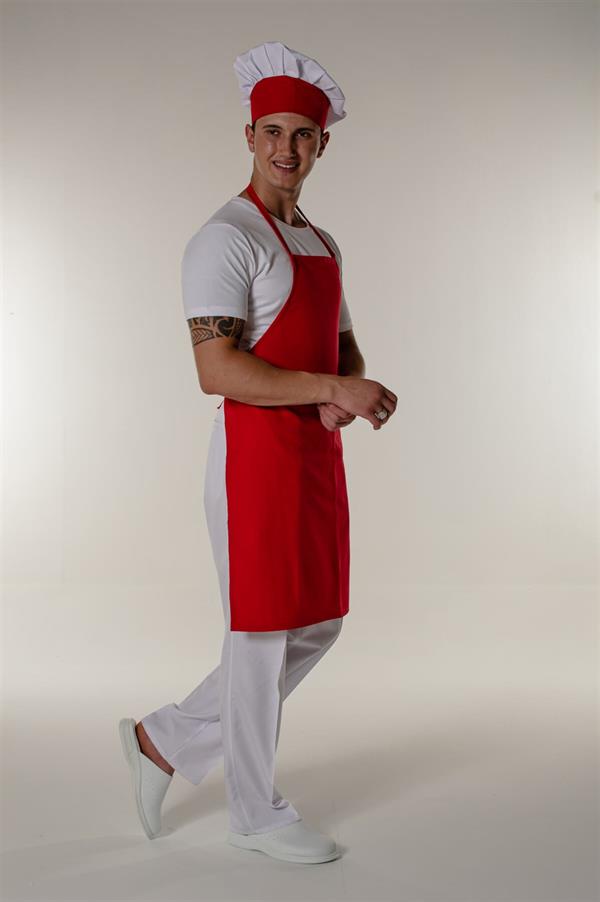 Kırmızı Garson Aşçı Ve Mutfak Klasik Askılı Önlük