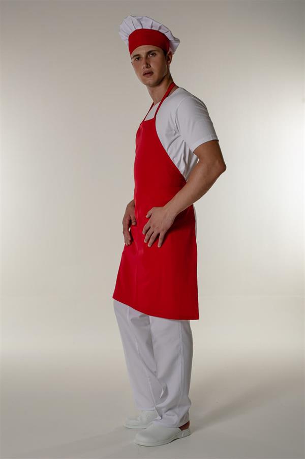 Kırmızı Garson Aşçı Ve Mutfak Klasik Askılı Önlük
